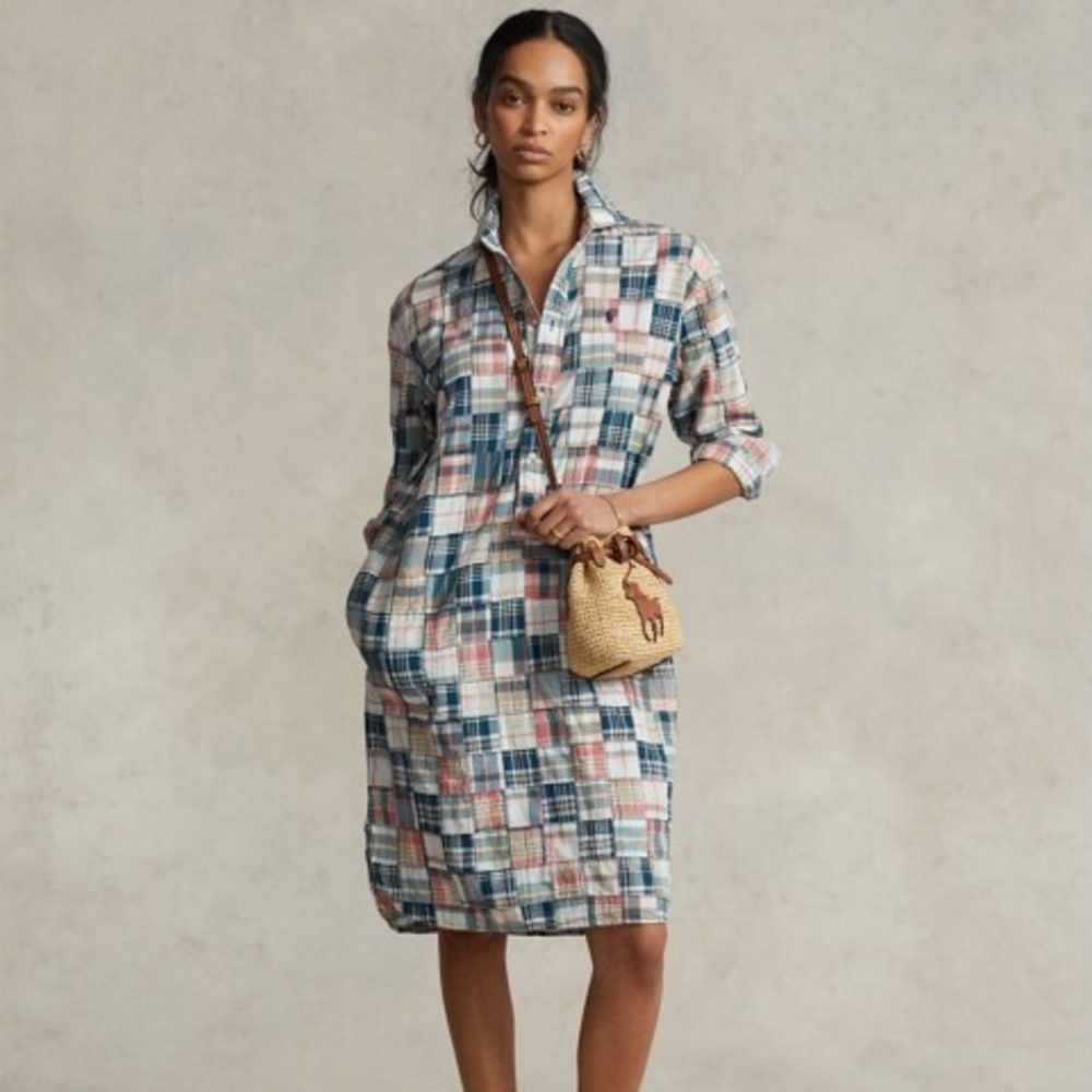 NWT Relaxed Fit Patchwork Cotton Shirtdress
